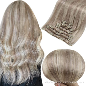 Wholesale Natural Remy Human Hair Extensions for Women Clip in Human Hair Extensions Double Weft Human Hair Clip in Extensions